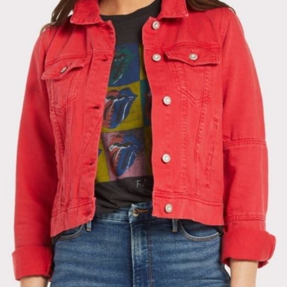 Free People Jackets & Blazers - Free People Red Rumors Denim Jacket